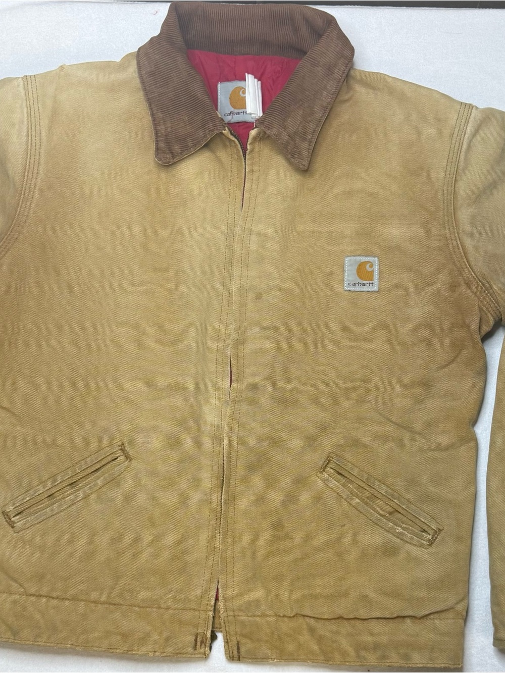 Carhartt Tan Duck Jacket‎ with Brown Corduroy Collar